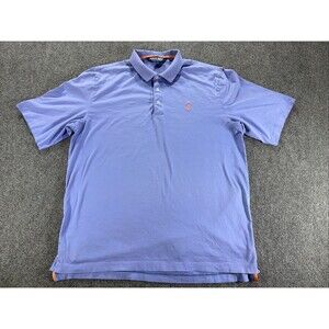 Polo Golf Ralph Lauren Blue Pima Cotton Polo Shirt Mens Sz Large Peach Pony